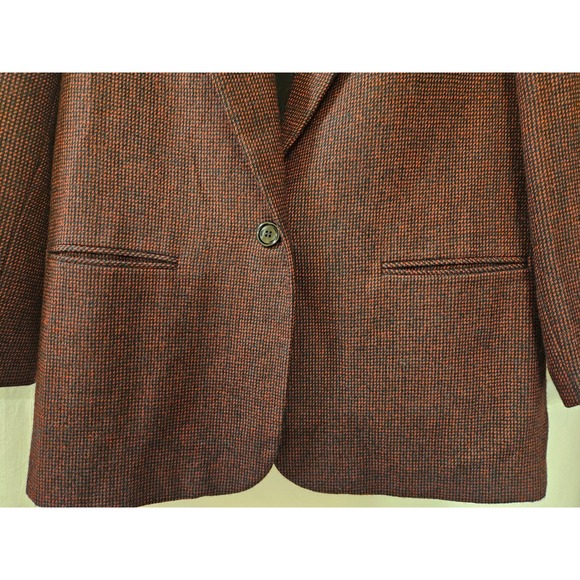 Kimberly Bennett Vintage Wool Blazer Red Black Micro Check Made in USA Medium - Picture 4 of 12